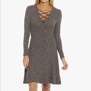 Christian Siriano Knit Lace Up Fit & Flare Dress